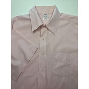 Brooks Brothers Men Pink Dress Shirt Size 17 Traditional Fit Non-Iron Polo Shirt